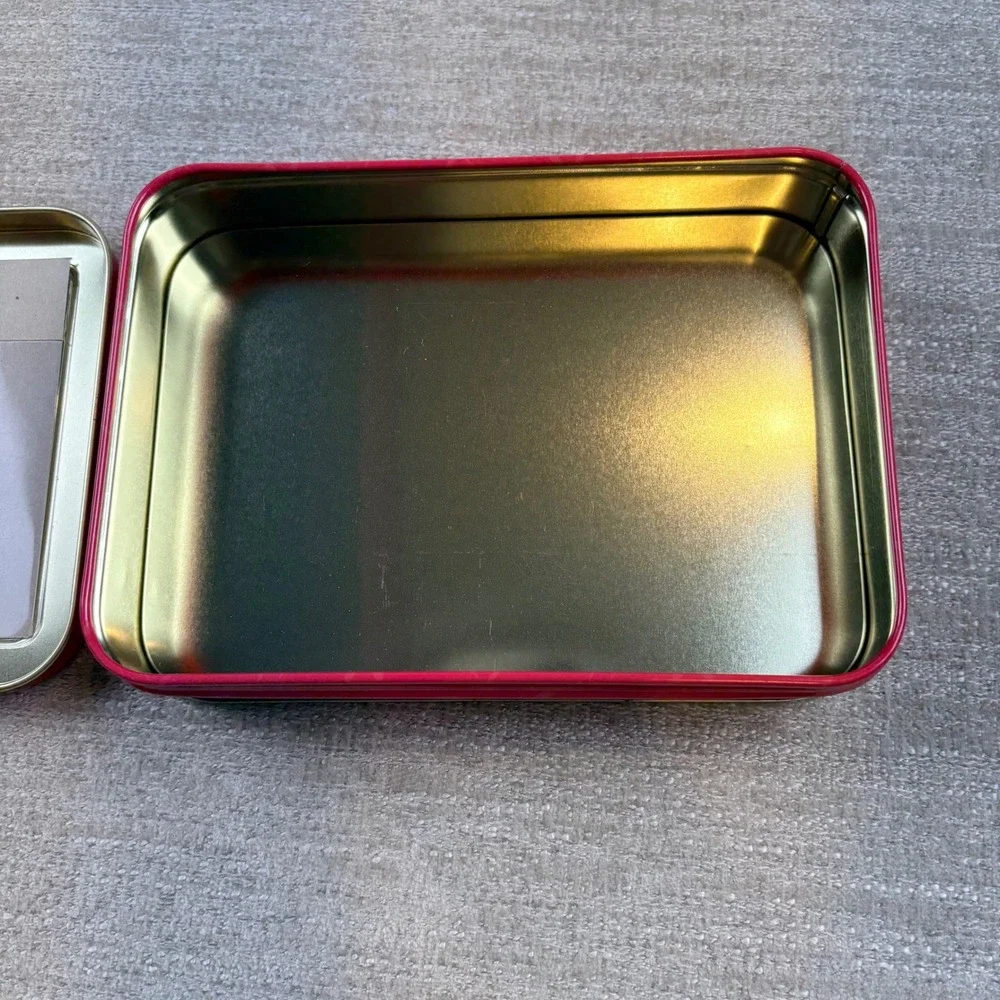 VTG I Love My Grandma Picture Frame Tin Red Metal Storage Box 4x6 Photo EUC Gift